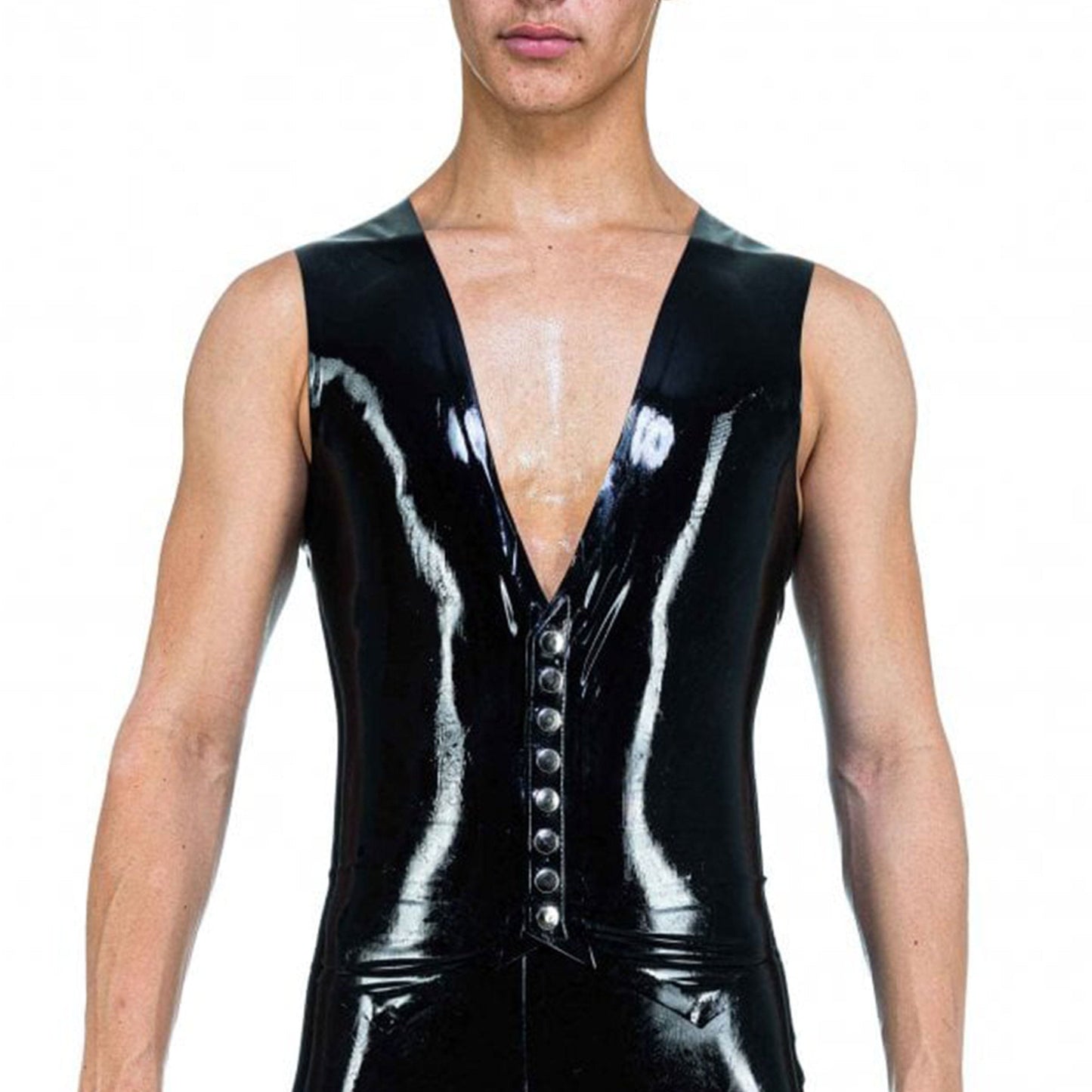 Pointy Tips Snap Latex Waistcoat Vest