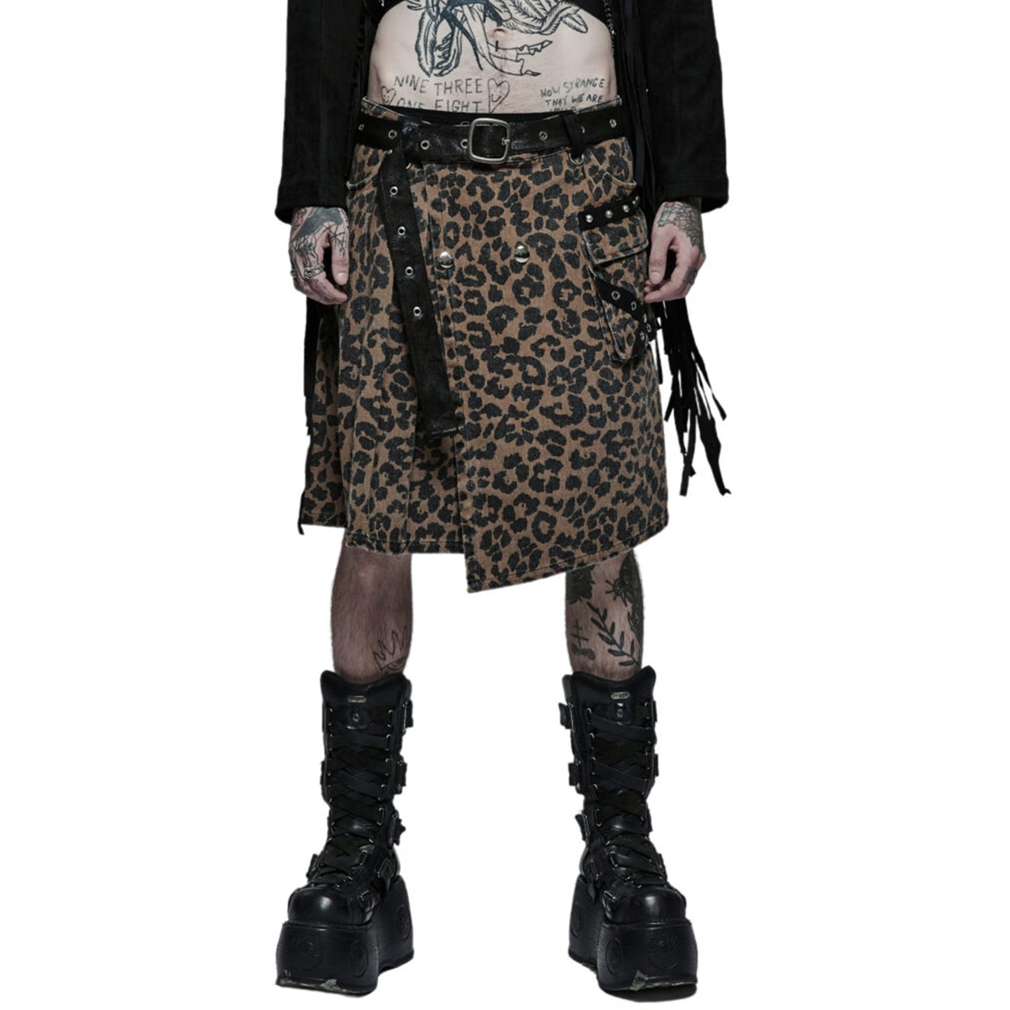 Animal Print Kilt With Pockets & Belt